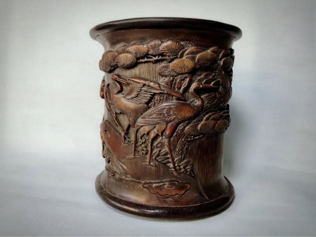 竹彫刻ペン立て