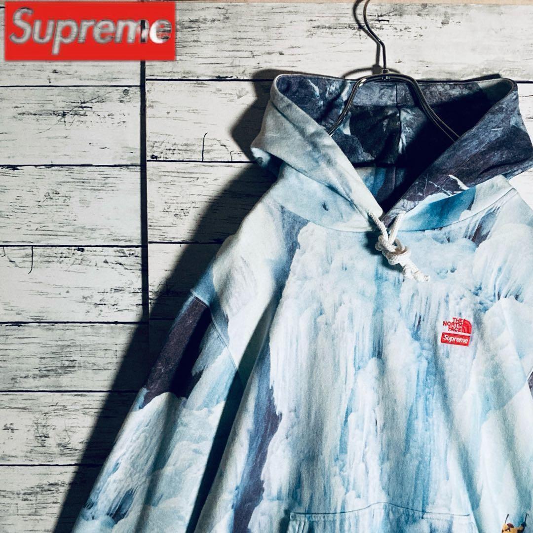 【限定コラボL相当】シュプリーム×ノースフェイス☆刺繍ロゴパーカー 正規品鑑定済