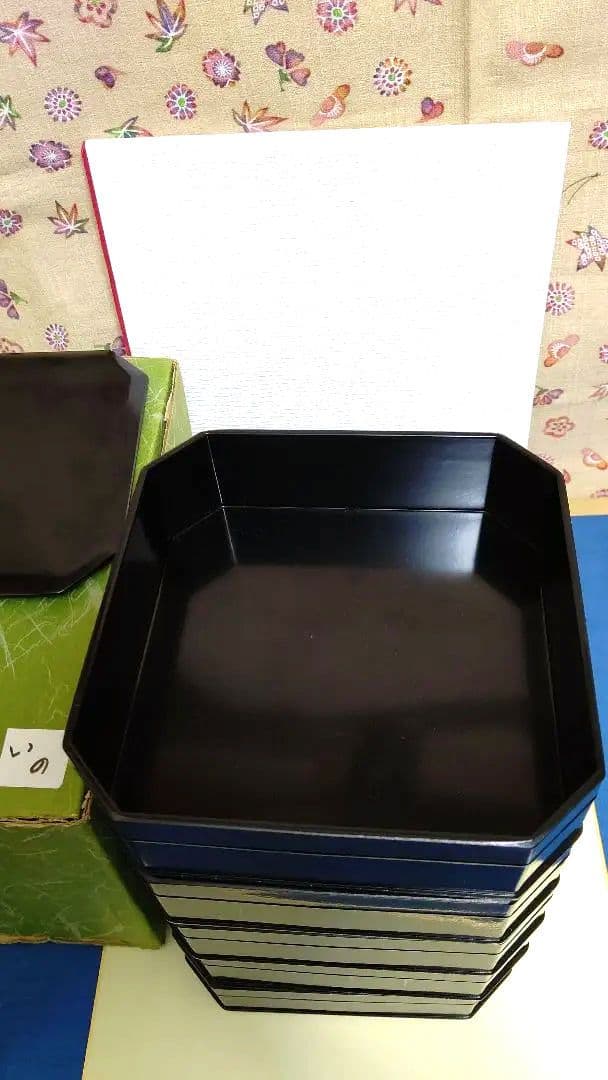 縁高、黒真塗木製、未使用品、いの番