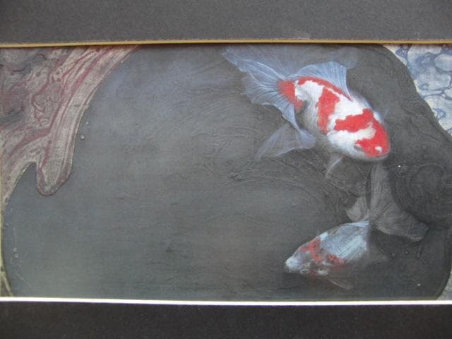 堀井聰、【魚の音】、希少な画集画、新品高級額 額装付、状態良好