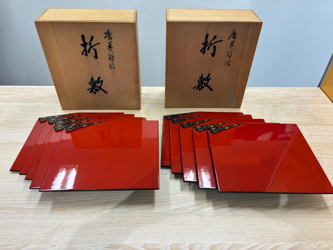 折敷　輪島塗唐草蒔絵　10枚セット