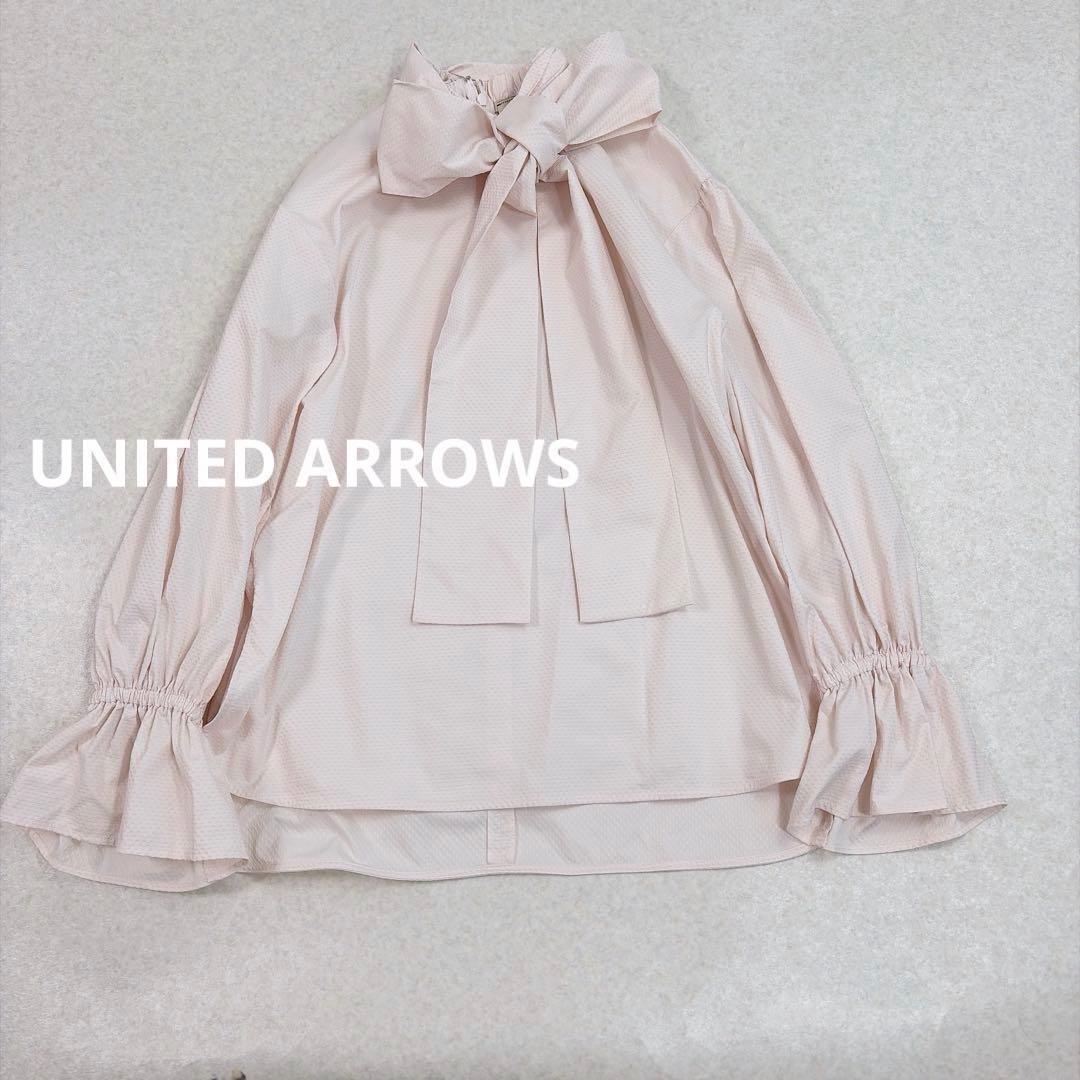 ユナイテッドアローズ ドットドビー ボウタイ ブラウス ピンク 38 セレモニー