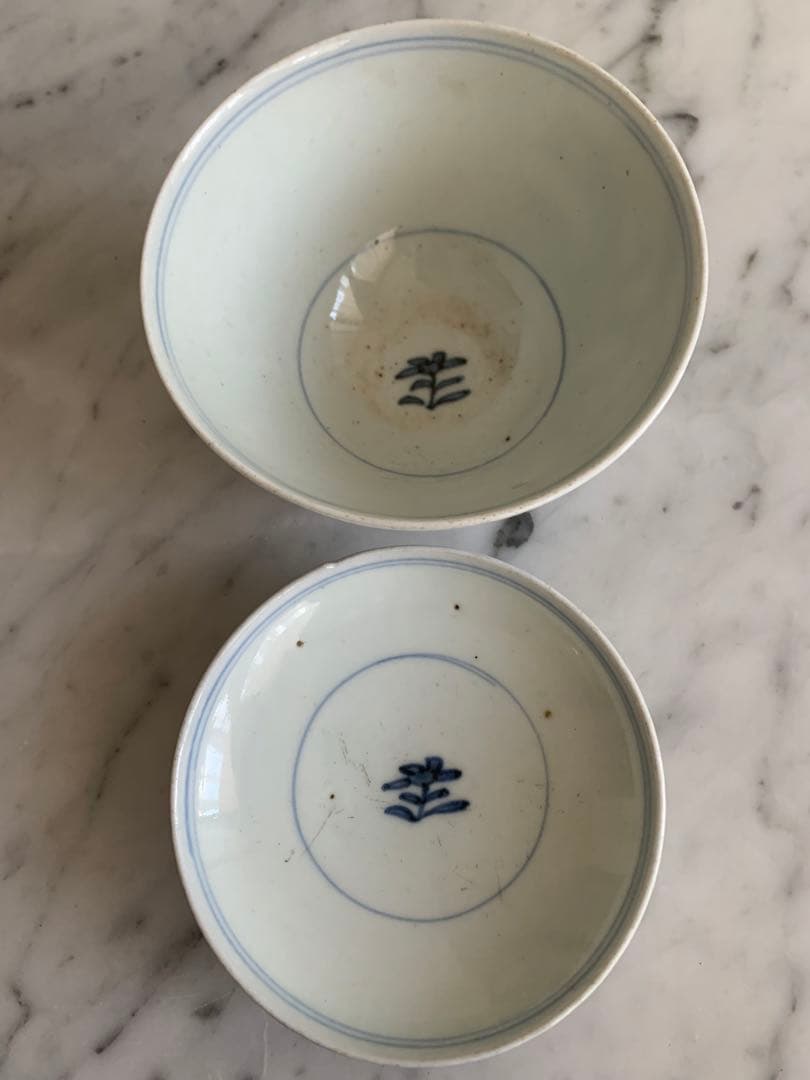 古伊万里 江戸期 藍泥 蓋付き茶碗 染付 蓋物 飯碗 節句 雛祭り 端午の