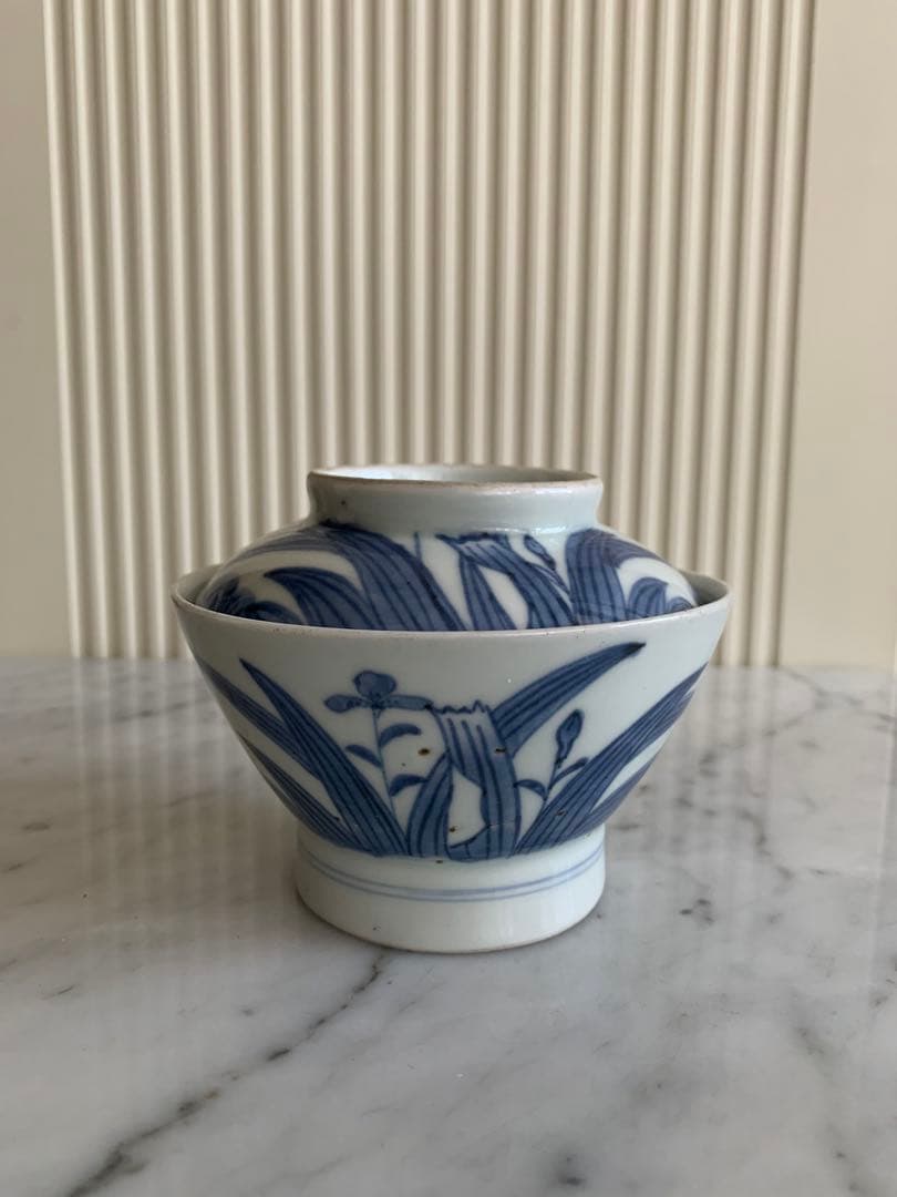 古伊万里 江戸期 藍泥 蓋付き茶碗 染付 蓋物 飯碗 節句 雛祭り 端午の