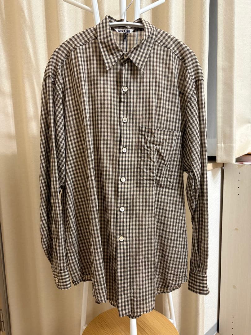 サイズ3 AIRY LIGHT COTTON CHECK BIG SHIRT