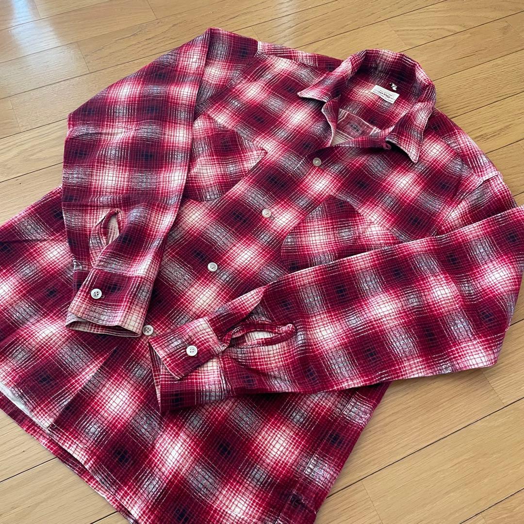 60s ダンリバー プリントネル USA オープンカラー オンブレ チェック 60s ダンリバー プリントネル USA オープンカラー オンブレ チェック