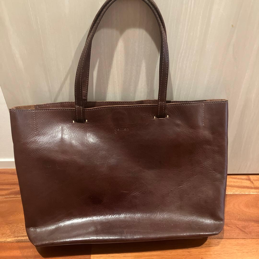 最終値下げ！　genten ダークブラウン レザー　トートバッグ