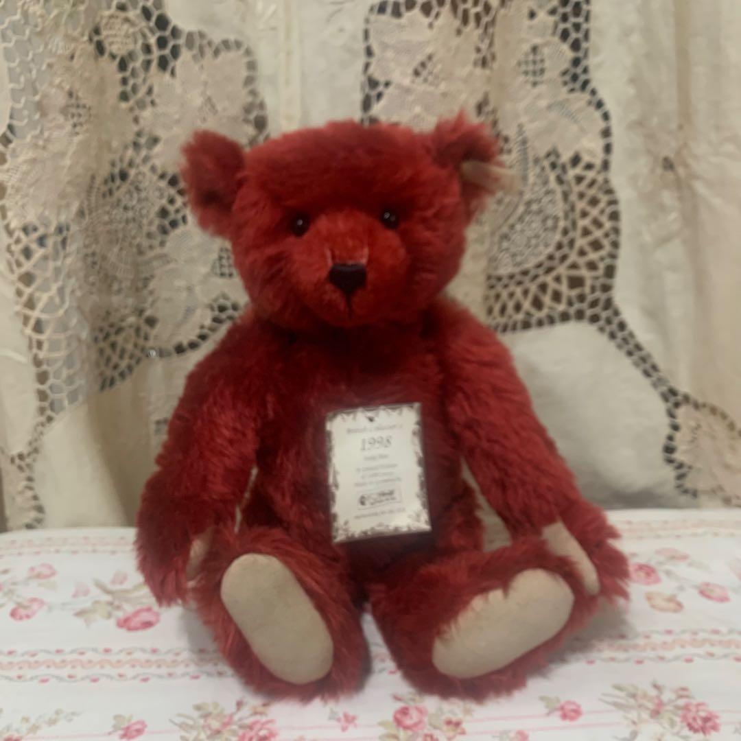 シュタイフ Steiff白ダグ　クマ　熊　ベア　レッド