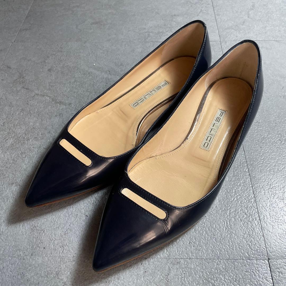 名作✨️ PELLICO アネッリ フラットシューズ エナメル ネイビー 37