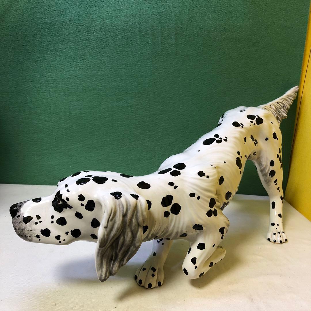 と88● イタリア製 ダルメシアン 犬 陶器 大型 置物 オブジェ インテリア イタリア製 大型ダルメシアン 高さ80cm 置物 陶器 オブジェ