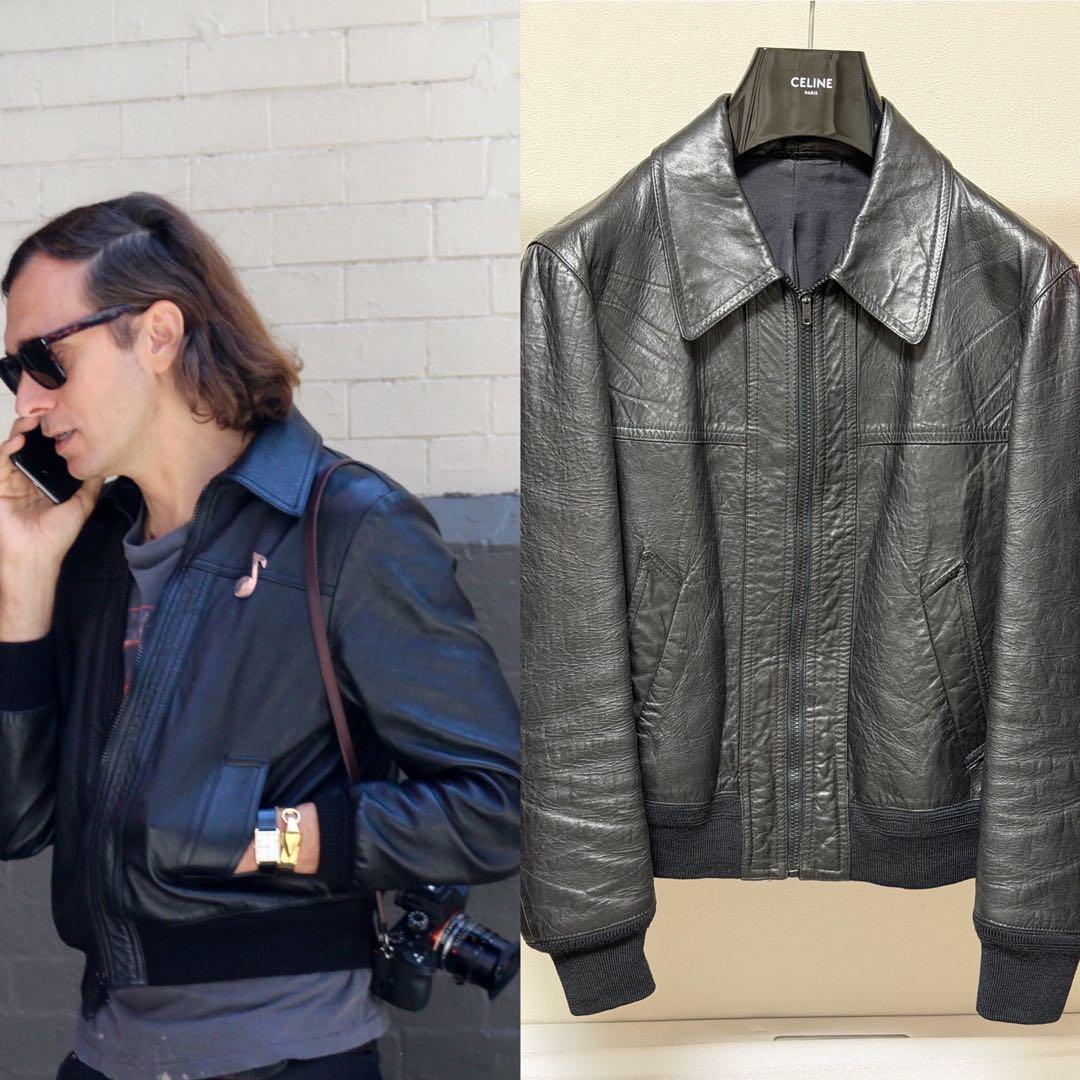 70s エディ スリマン リブ レザー ビンテージ hedi slimane 本人着用、元ネタ】エディ・スリマン HEDI SLIMANE リブレザーの通販