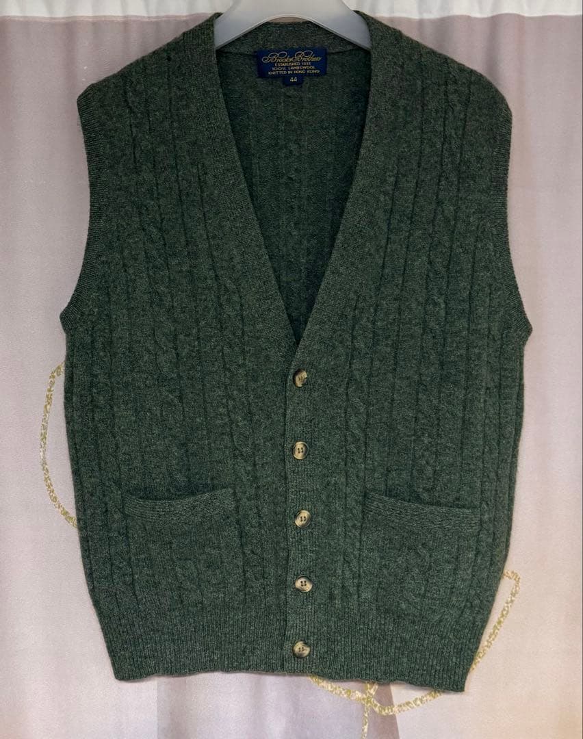 ブルックスブラザーズ ラムウール ケーブルニット カーディガンベスト グリーン 楽天市場】【中古】ブルックスブラザーズ BROOKS BROTHERS