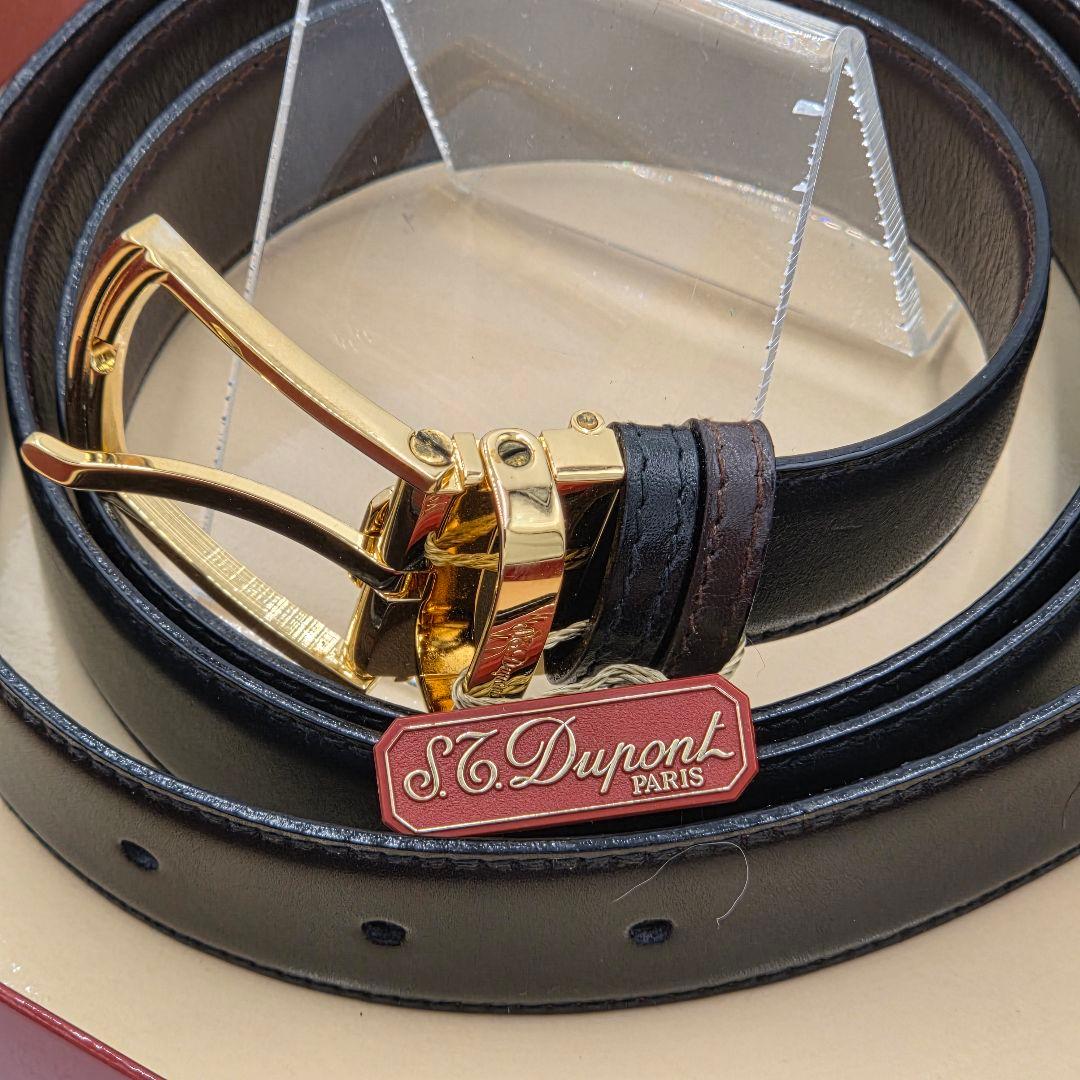 【美品】 エスティーデュポン S.T.DUPONT レザーベルト ブラック