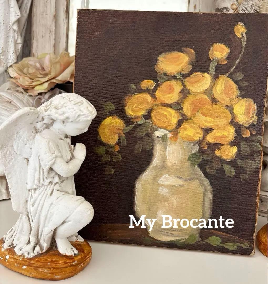 絵画 Oil painting of beautiful flowers.