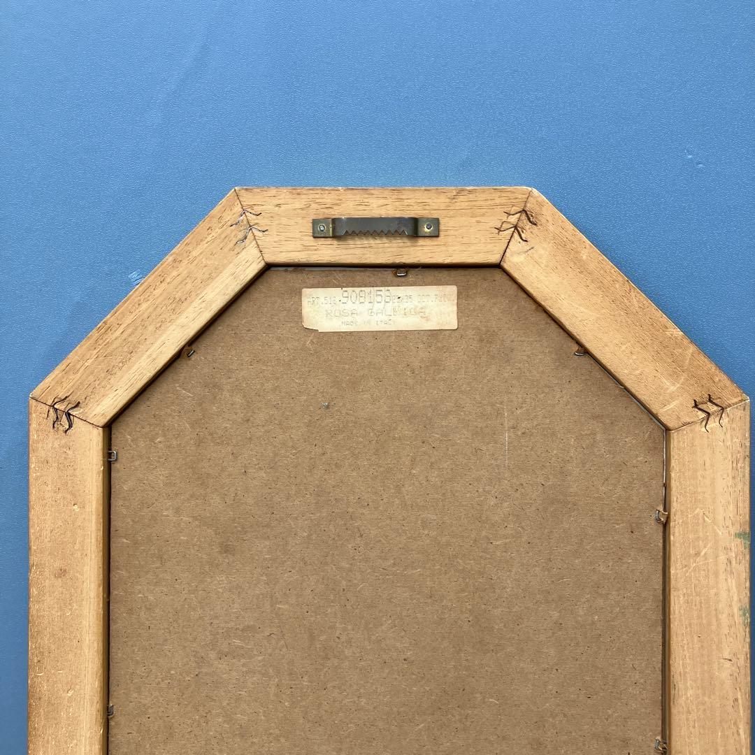 イタリア製】ボタニカルアート 八角形 額縁 額装 薔薇 ロサ・ガリカ 花