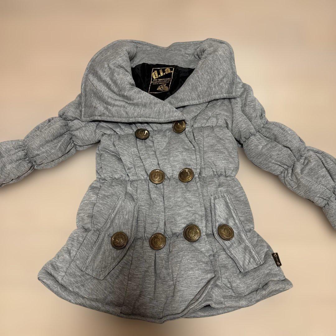 d.i.a ダイヤ　ギャル　グレー ダブルブレスト 中綿ジャケット