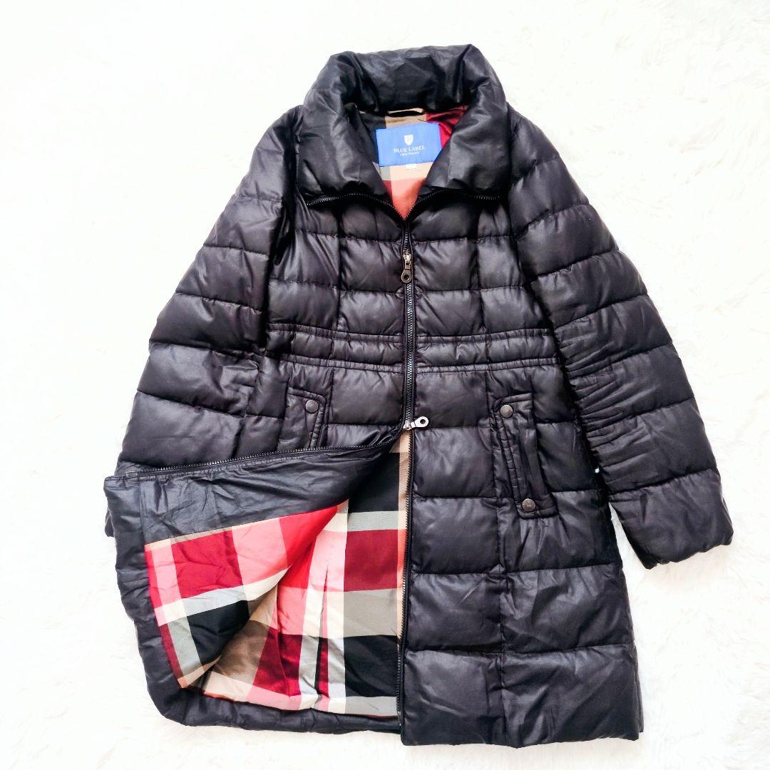 ブルーレーベルクレストブリッジ ダウンコート 赤チェック Aライン ブルーレーベル クレストブリッジ 3周年記念 限定チェック柄 ダウン