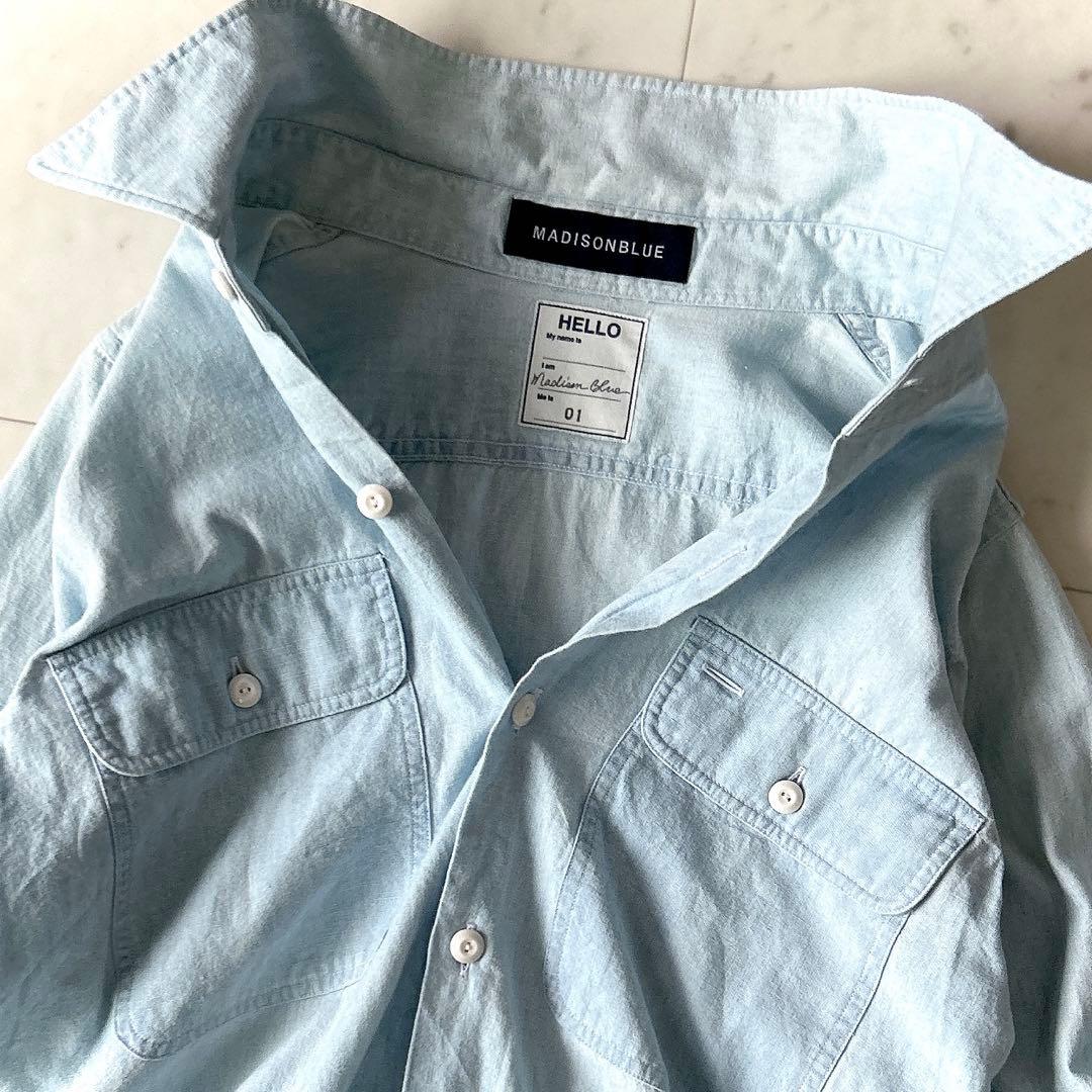 美品 マディソンブルー マダム ワークシャツ シャンブレー ライト
