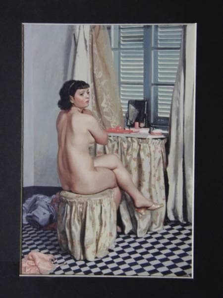 小磯良平、【化粧】、希少な大判額装用画集より、美品、新品額装付