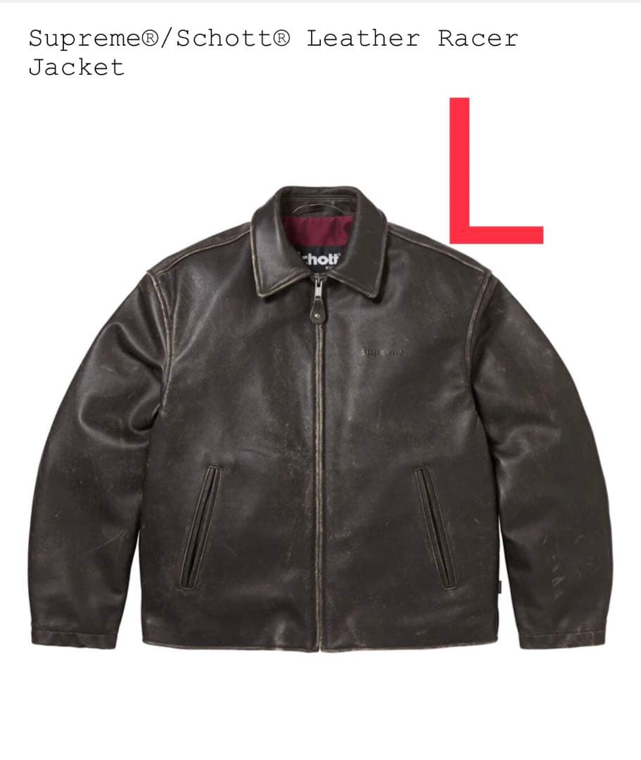 ジャケット・アウター Supreme x Schott Leather Racer Jacket L Supreme - Supreme x Schott Leather Racer Jacketの通販 by