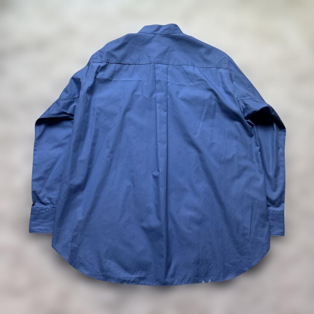 新作未使用級✨ LOEFE コットン ブロード バンドカラーシャツ コバルト