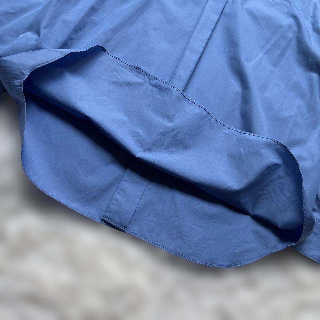 新作未使用級✨ LOEFE コットン ブロード バンドカラーシャツ コバルト