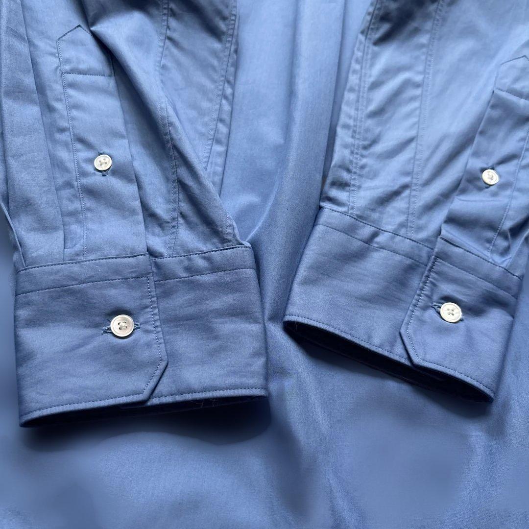 新作未使用級✨ LOEFE コットン ブロード バンドカラーシャツ コバルト