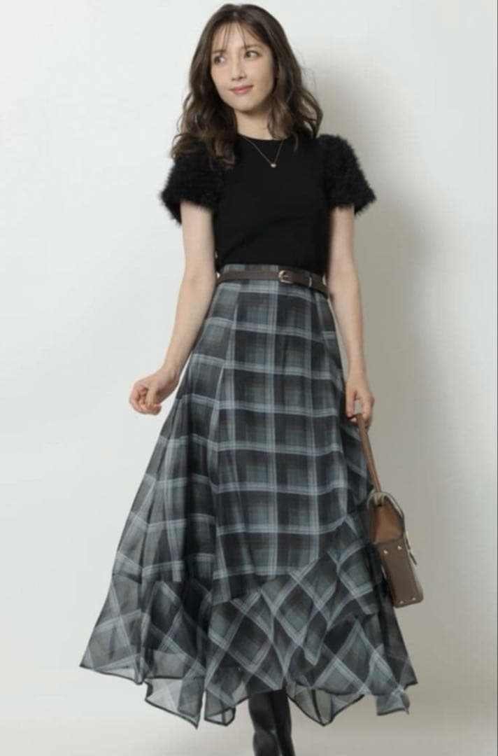 アプワイザーリシェ　イレヘム エアリー チェック スカート グリーン