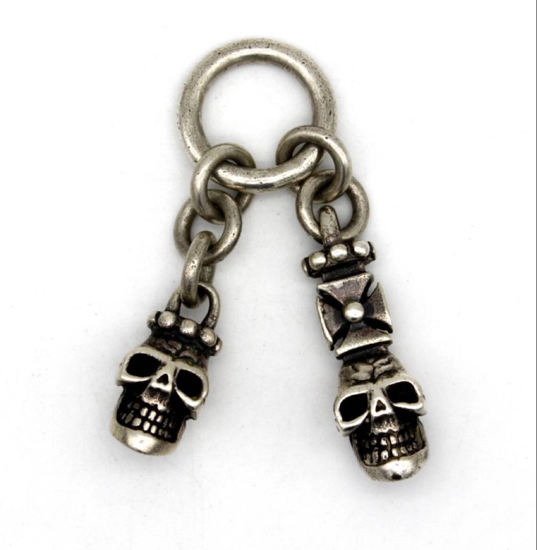 SILVER925 シルバー925 純銀 ダブル スカル ペンダントトップ スカル ハンド ベル ペンダント トップ 骸骨 鈴 ネックレス シルバー