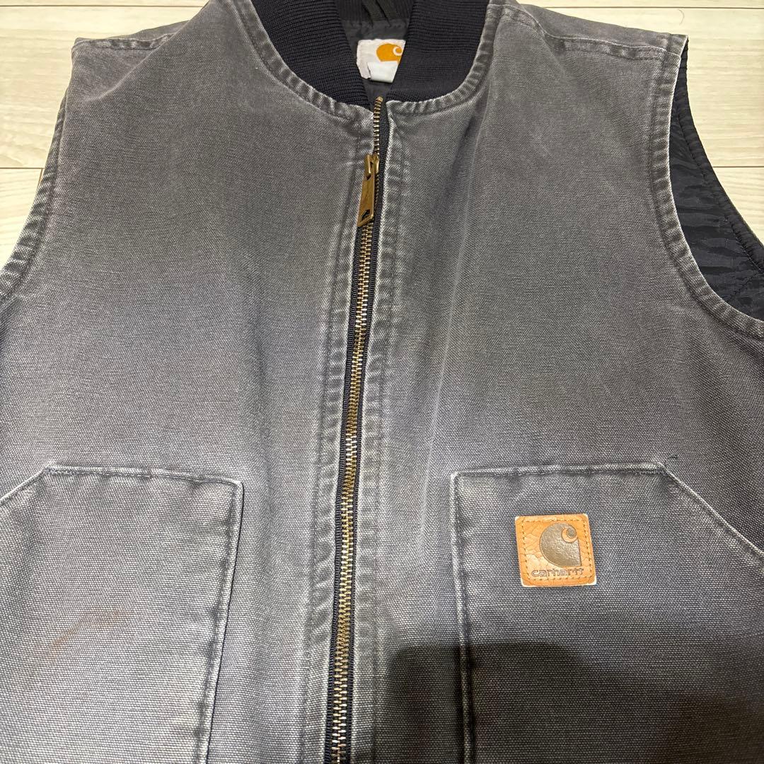 希少グレー・Lサイズ】カーハート ダックベスト V02 029 メキシコ製