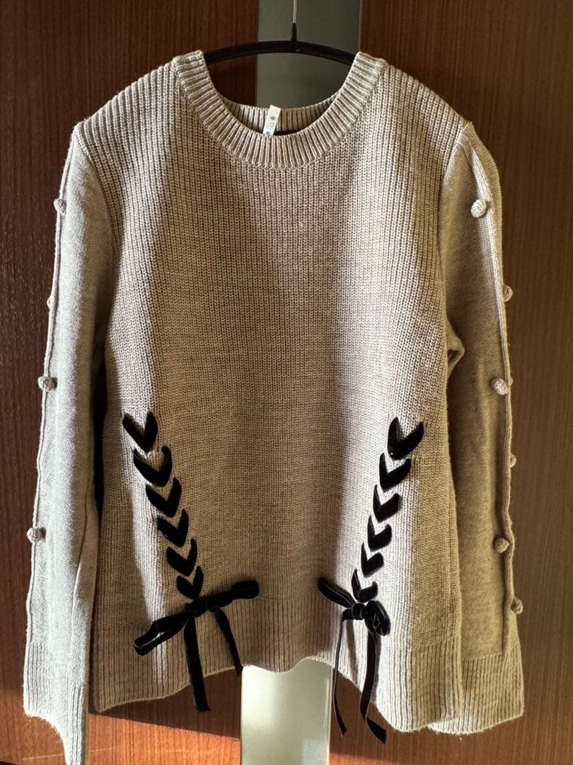 René リボンニット　ベージュ　2023AW サイズ36 ウール100%