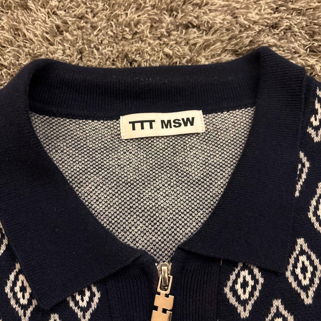 ttt_msw ジップニットスウェット L 紺色