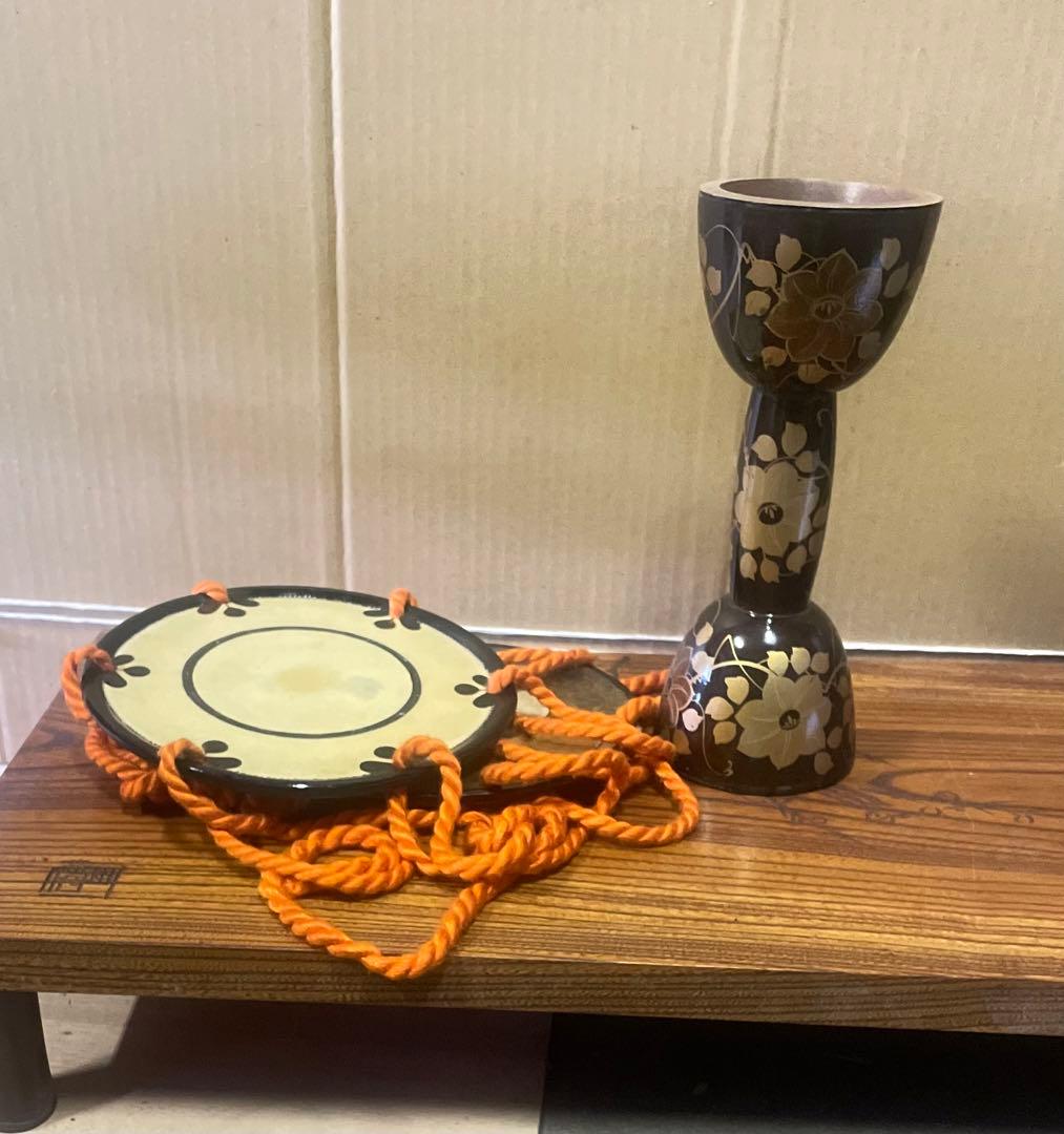 美品　豪華高級　小鼓　豪華金蒔絵鼓　和太鼓　楽器　締め太鼓　日本　伝統芸能