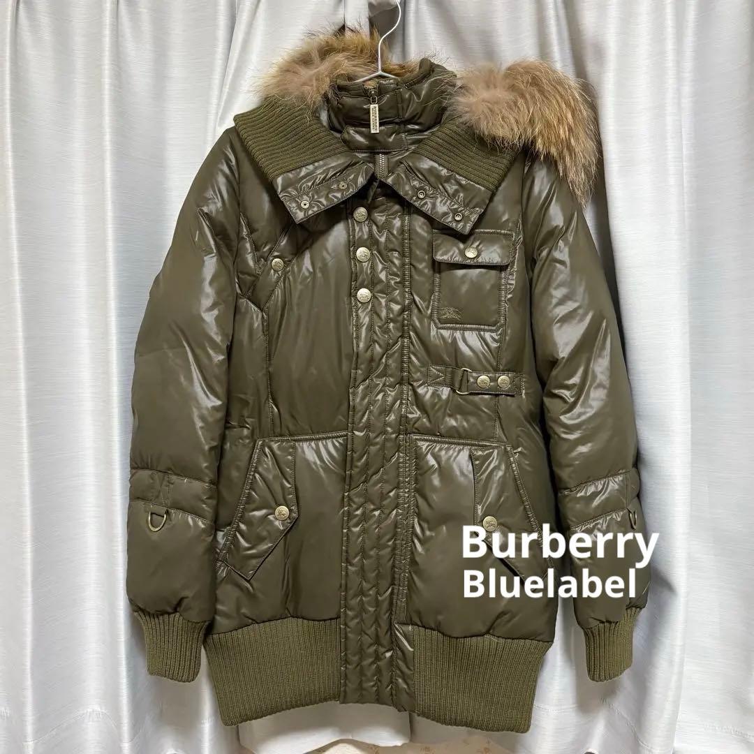 バーバリーブルーレーベル　ダウンコート　カーキ　刺繍ロゴ　40 楽天市場】バーバリーブルーレーベル) ダウンの通販