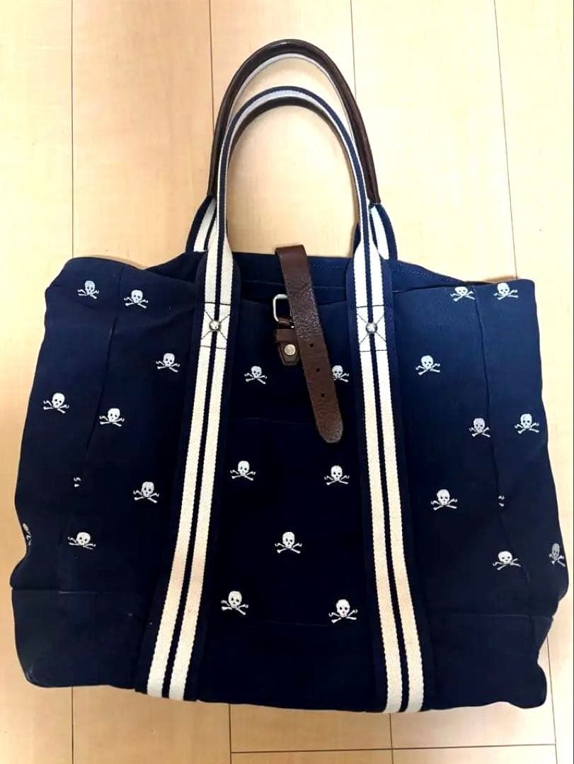 ラルフローレン　ラクビー　スカル刺繍　トートバッグ ネイビー　キムタク使用モデル