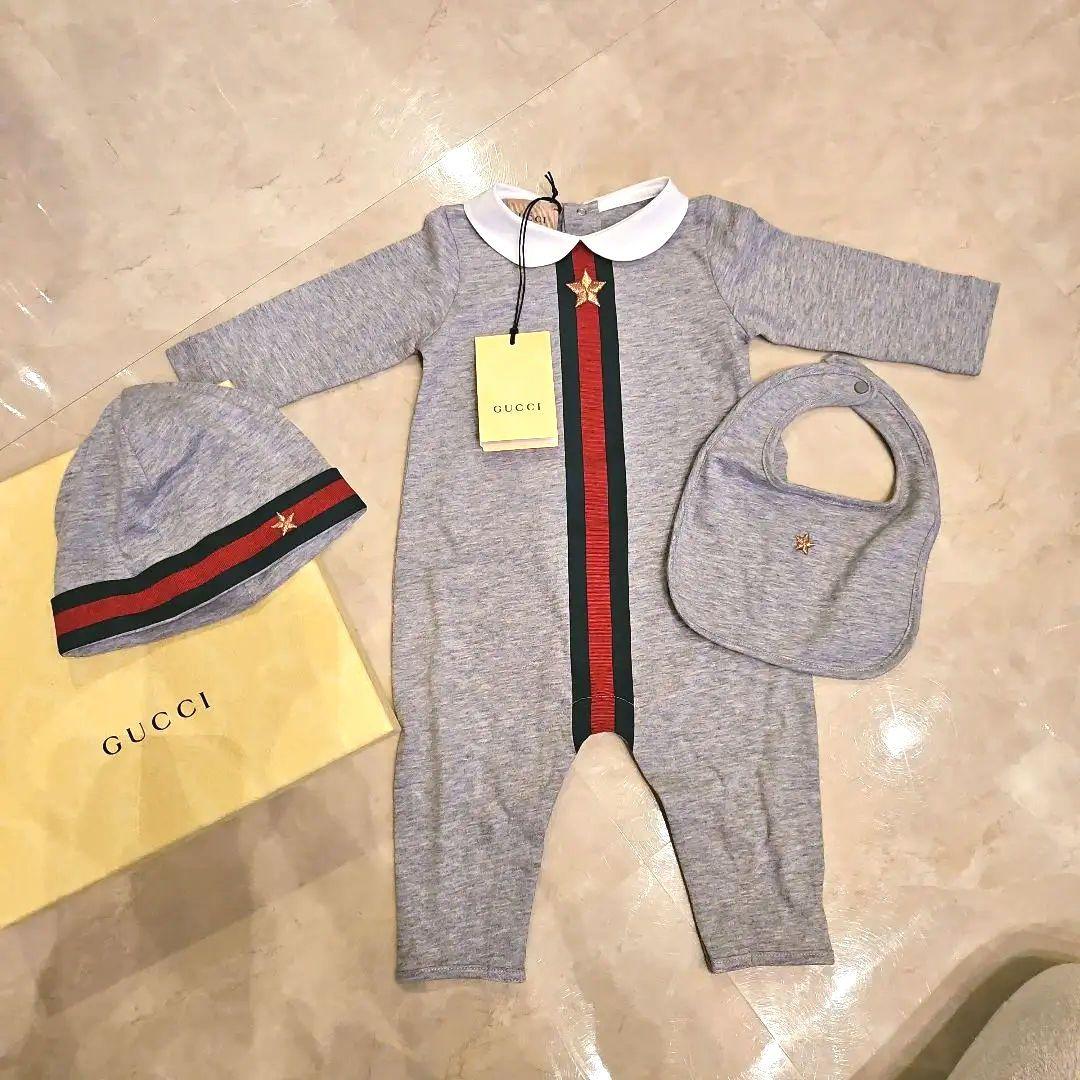 新品タグ付き　GUCCI グレー ロンパース・カバーオール セット