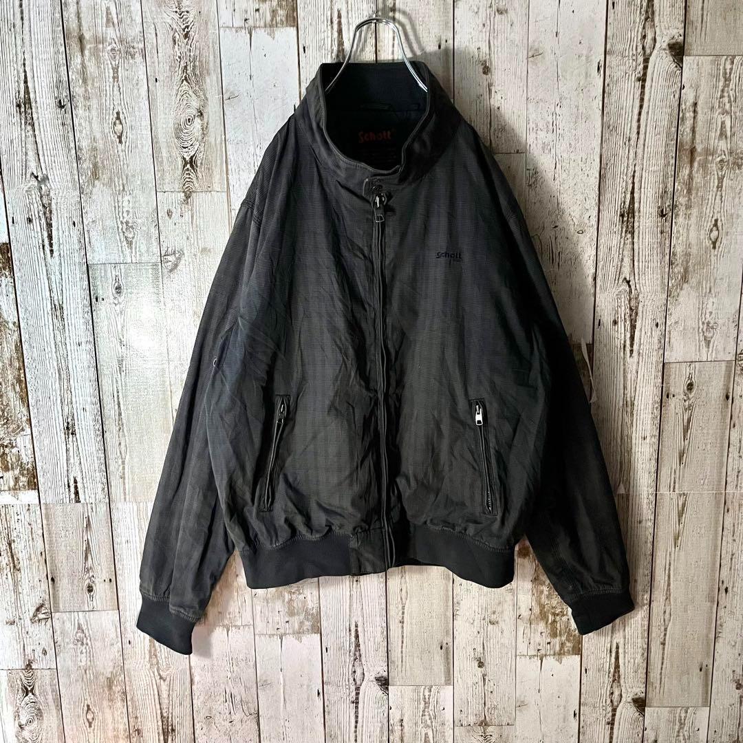 ショット ブルゾン ジャケット チェック 刺繍ロゴ キルティング