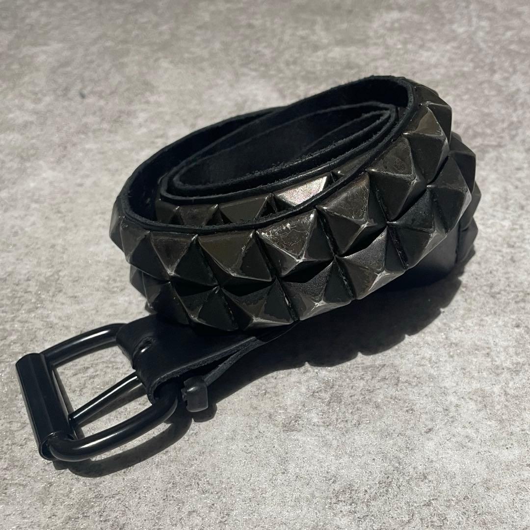 小物 00s made in usa black studs belt