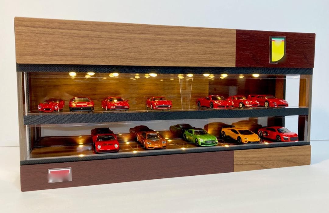 1/64展示20台可能・ウォールナット＆オーク・ディスプレーBOX/ネオジオラマ