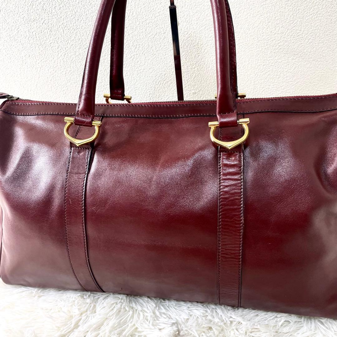 カルティエ　Cartier ボストンバッグ　マストライン　ボルドー　大きいバッグ