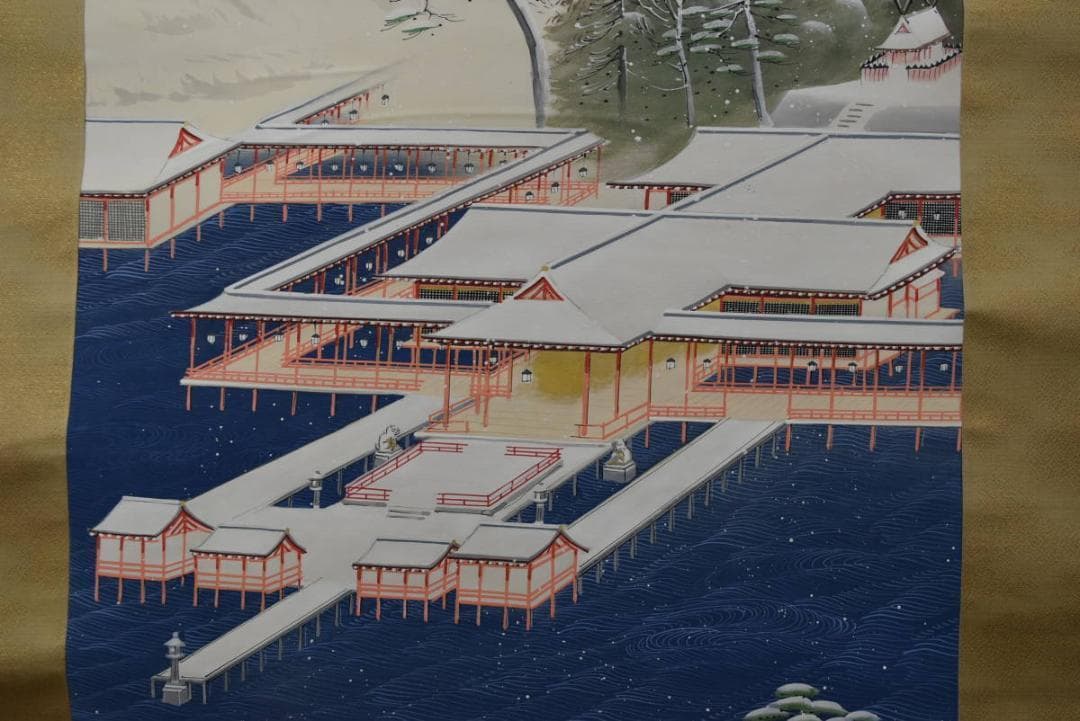 真作】光邦/岡部光成/雪景塔山水図/掛軸/名家伝来/AA-243 - メルカリ