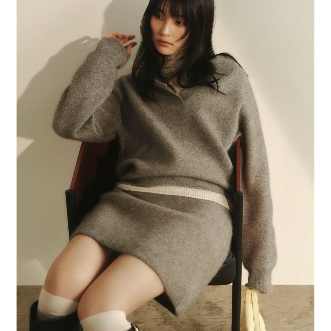 FRAY.ID ラクーンダブルフェイスポロカラープルオーバー / グレー