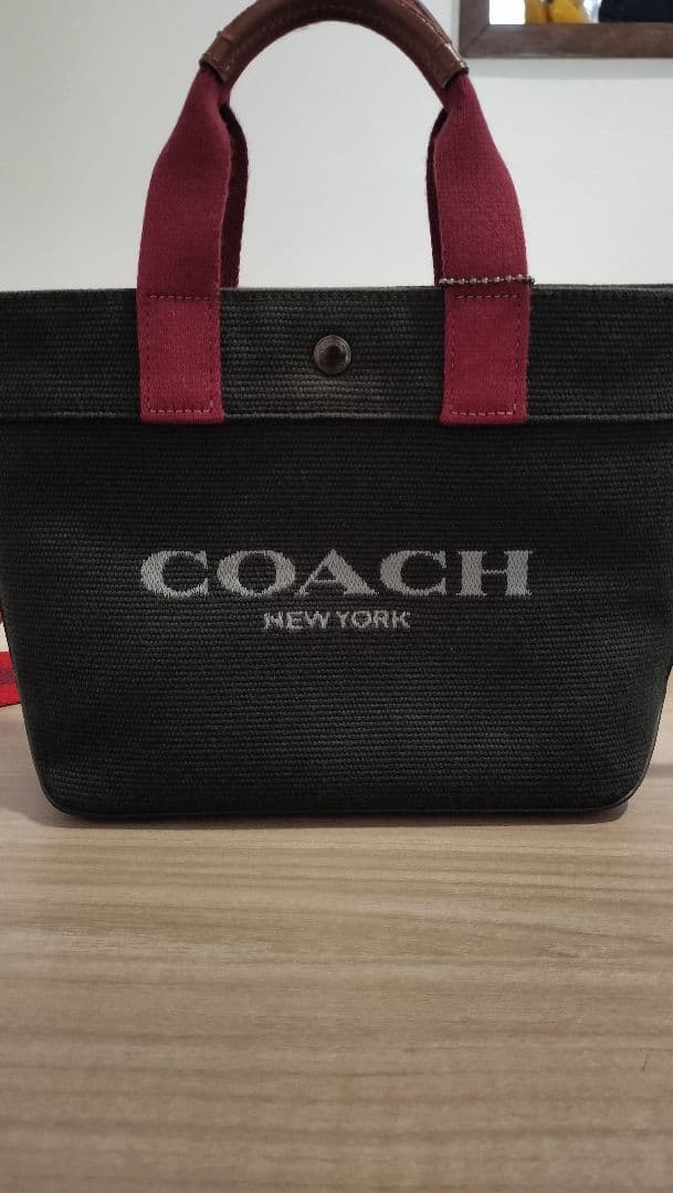 COACH トートバッグ ネイビー/レッド