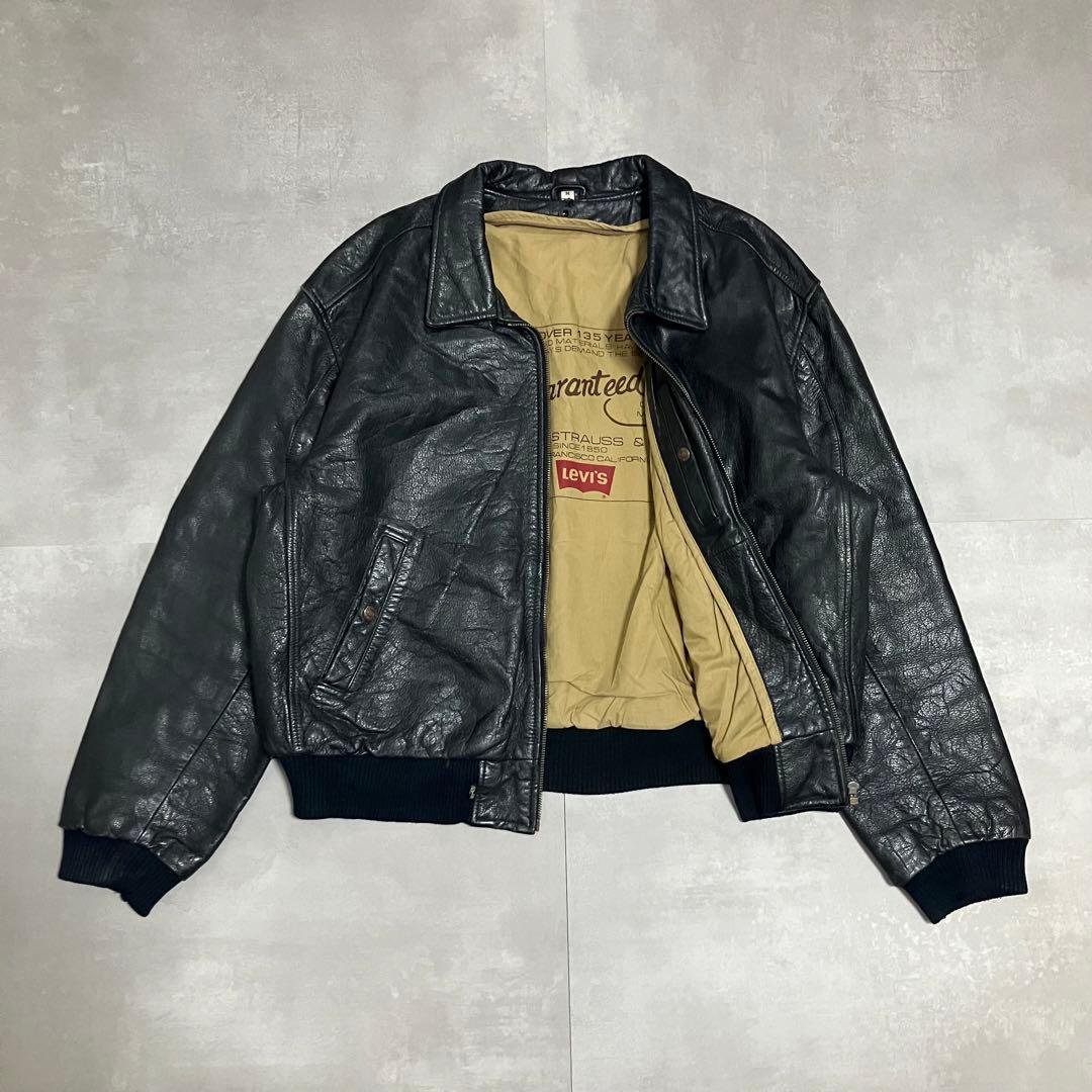 極珍 90s - Levi's リーバイス レザージャケット 革ジャン 黒 A2