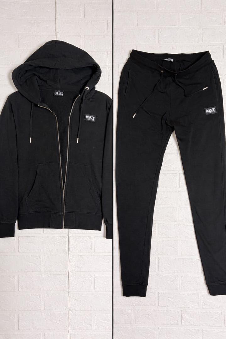 DIESEL ディーゼル パーカー セットアップ 黒 フード付 メンズ