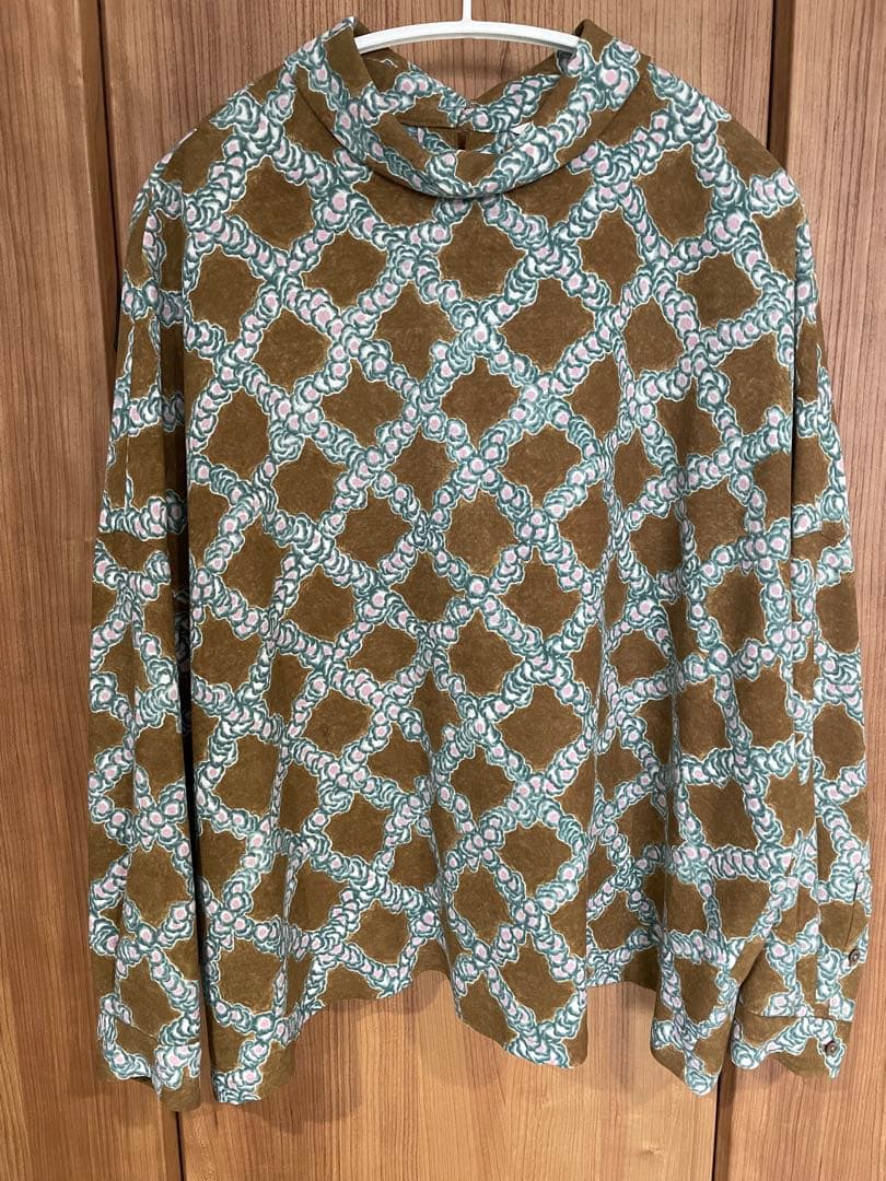 ミナペルホネン　petal checkウール　ロールカラーブラウス