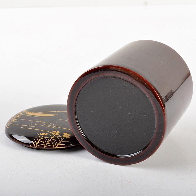 茶道具 塗師 千穂造 井伊大老好 撫子に鵜飼蒔絵 金林寺棗 共箱 V 6452