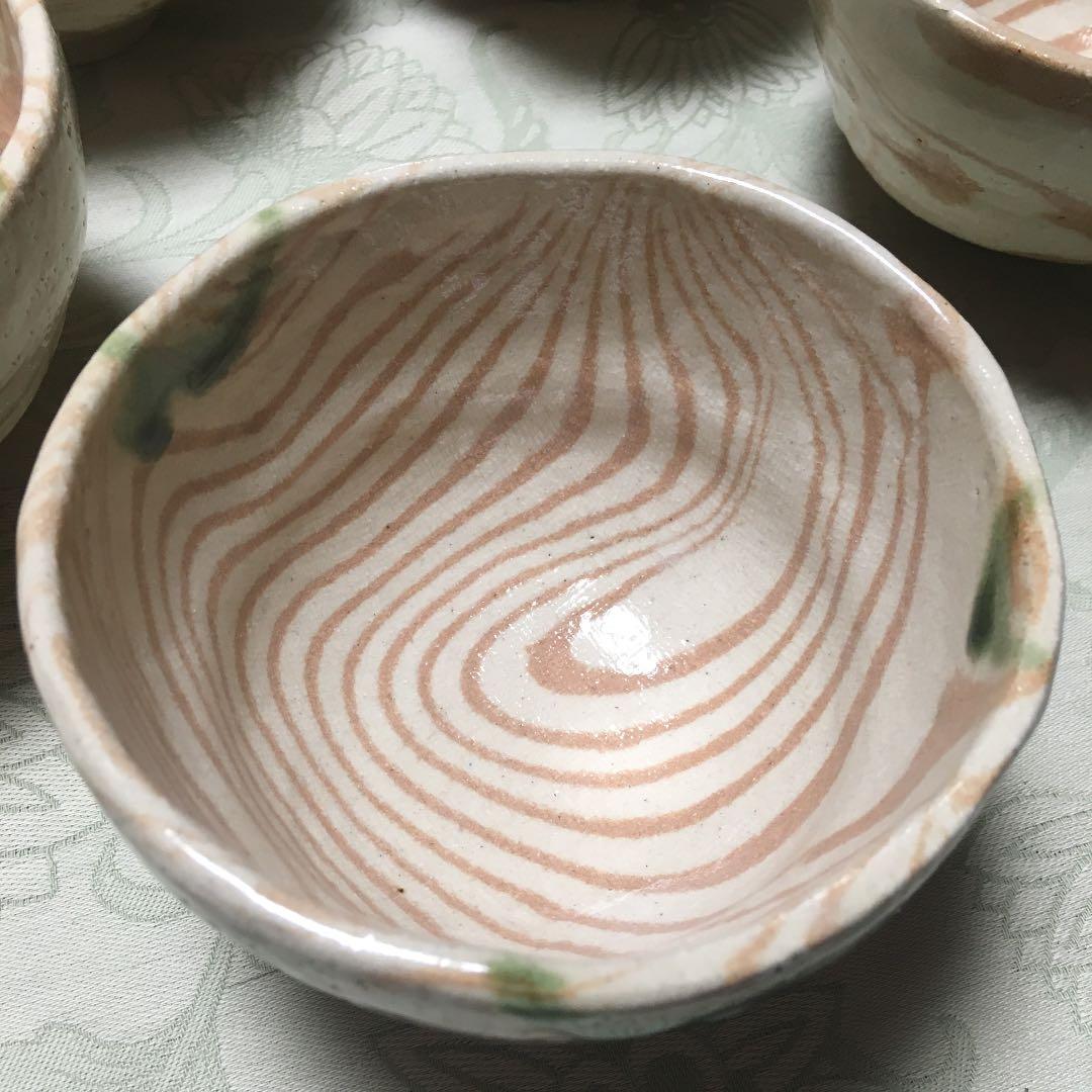 古美濃焼　織部　練り込み　山十窯　加藤日出　数茶碗