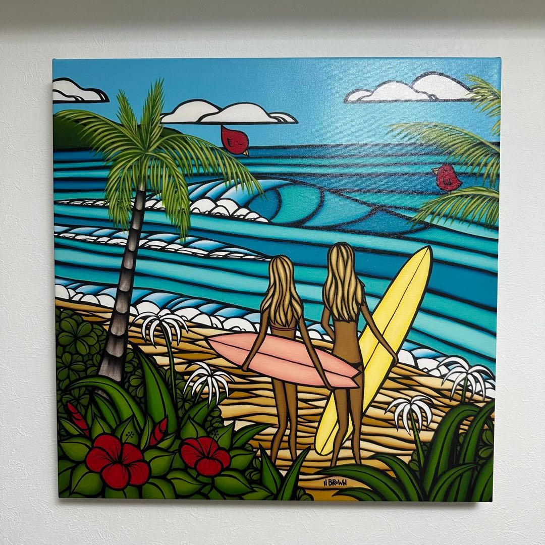ヘザーブラウン ジクレー キャンパスプリント絵画 虹サーフィン