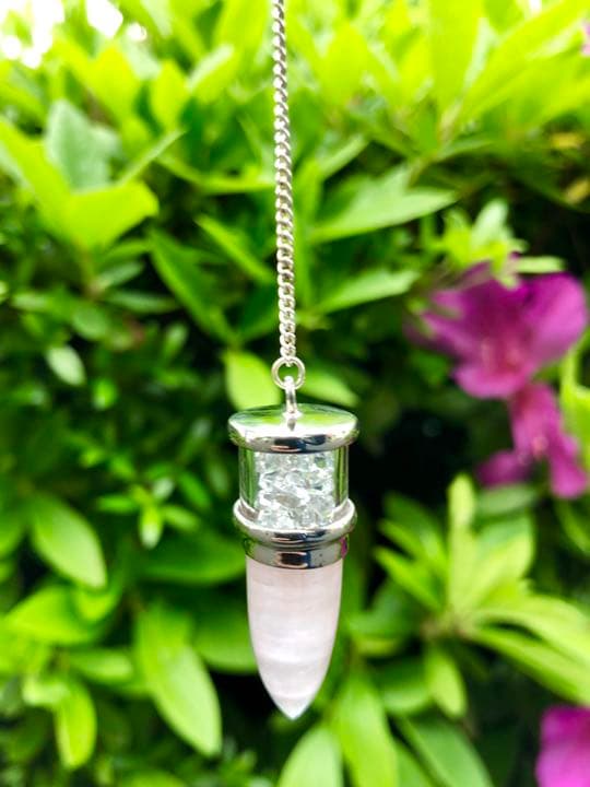 ペンデュラム 振り子ハーキマーダイヤモンド入りローズクオーツ ダウンジング